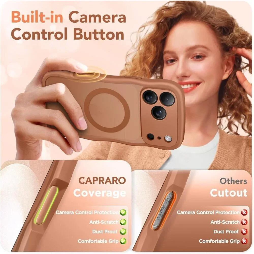Women Dark Orange Iphone 17 Pro Max Case Full Camera Protection Mag Safe